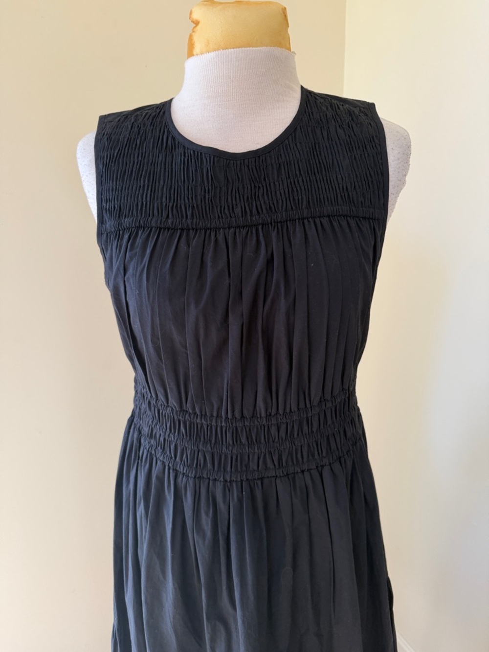 Nobody’s Child Sz 8, black cotton sleeveless  dress with smocking.UK size 12. - Picture 4 of 10